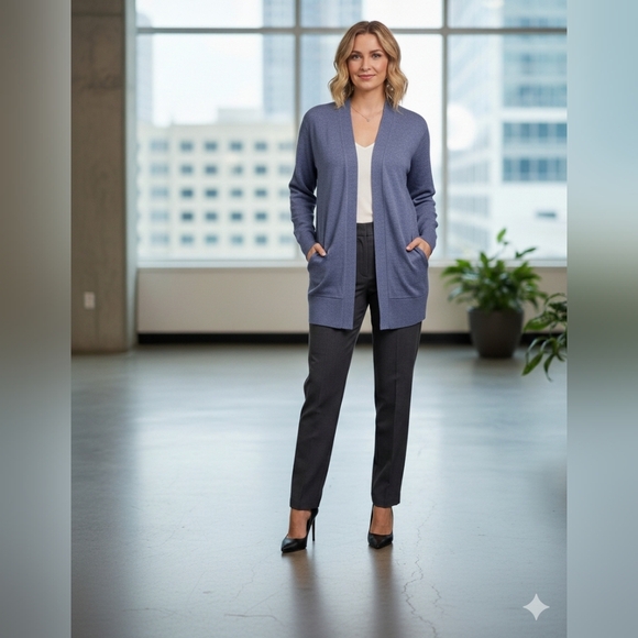 J. Jill Sweaters - J.Jill Blue Long Open Front Cardigan Sweater Women’s Medium Soft Cozy Layer